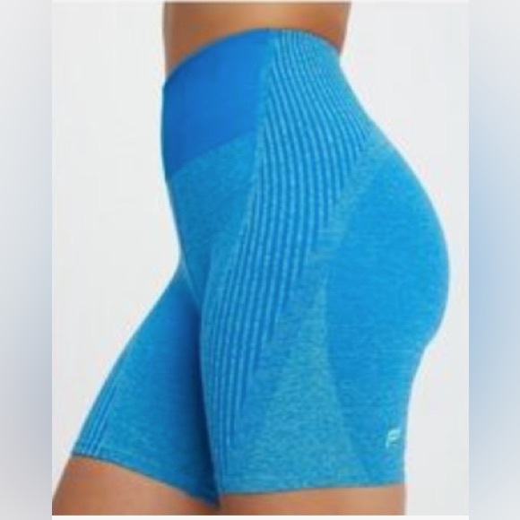 Fabletics Ombre Seamless Ultra High-Waisted 6" Shorts, Lake/Faded Lime - Picture 2 of 10